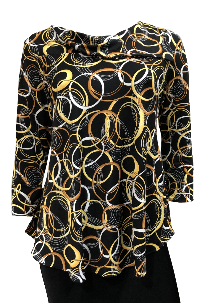Plus size black and gold top