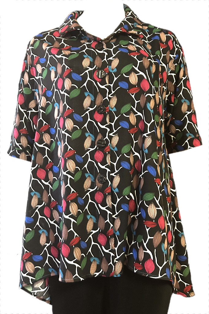 Capri shirt: Viscose Leaves Print