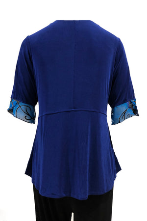 Drape top Blue with turquoise silk
