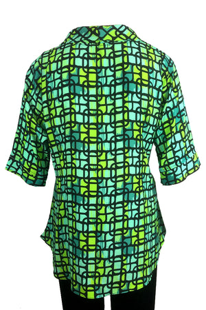 Roll Neck top: 70's green print