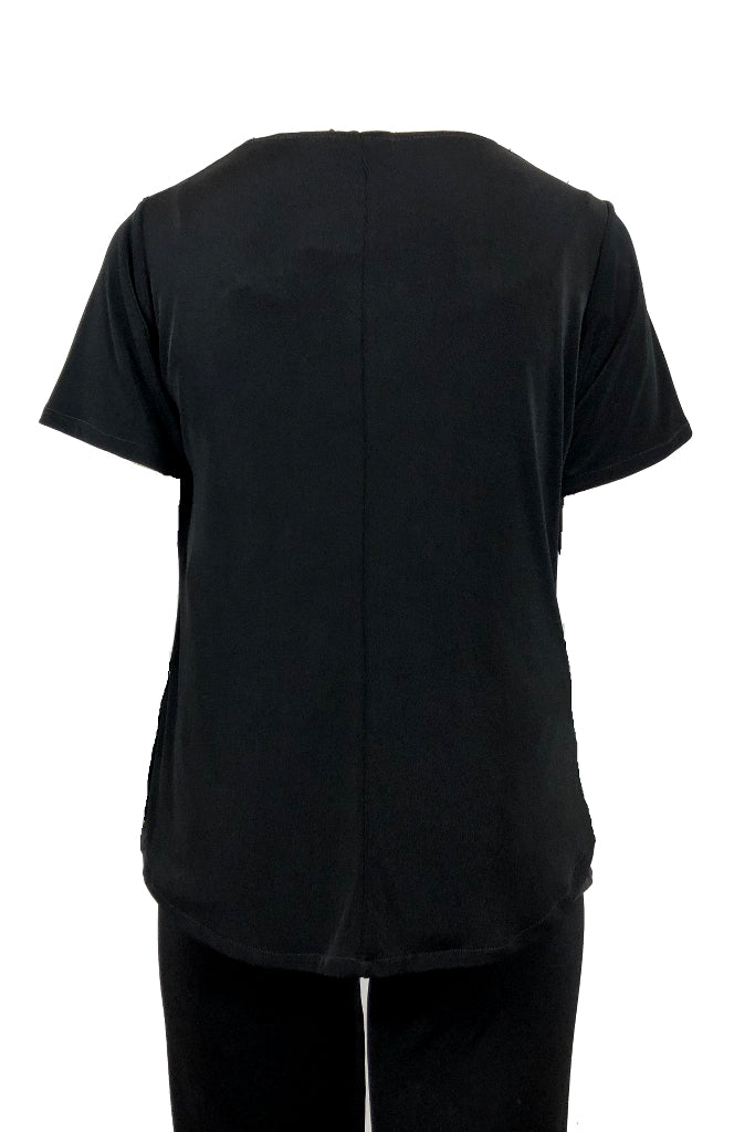 Cowl Neck Top short sleeves Black